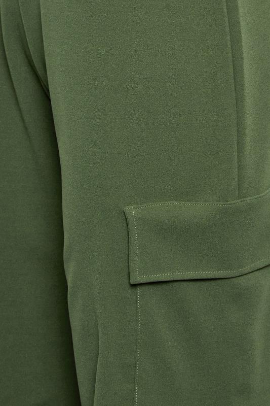 YOURS PETITE Curve Khaki Green Wide Leg Cargo Trousers | Yours Clothing 3