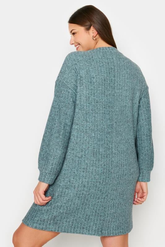 YOURS Plus Size Blue Soft Touch Ribbed Jumper Dress | Yours Clothing 3