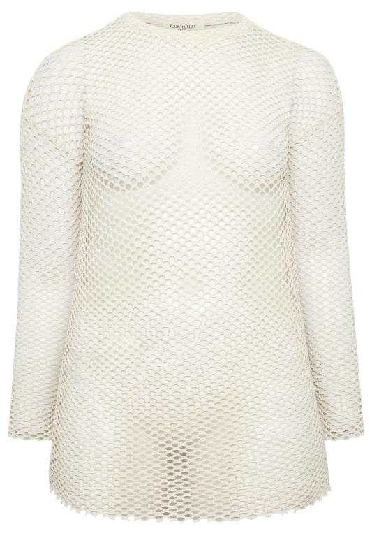 YOURS LUXURY Plus Size Curve White Open Knit Jumper | Yours Clothing  7