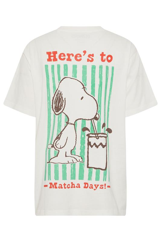 PixieGirl Petite Women's White Snoopy Matcha Graphic Cotton T-Shirt | PixieGirl 9