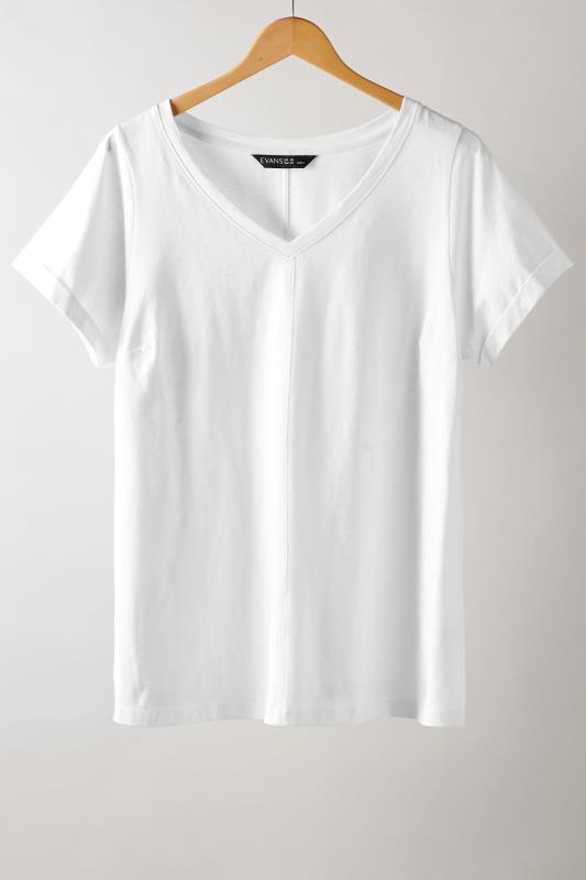 EVANS Plus Size White Pure Cotton T-Shirt | Yours Curve 5