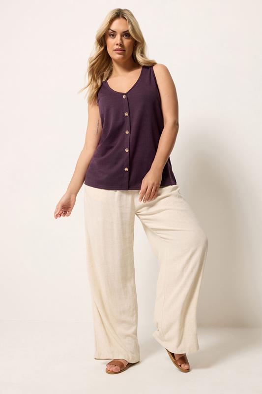 YOURS Plus Size Purple Shell Detail Vest Top | Yours Clothing 1