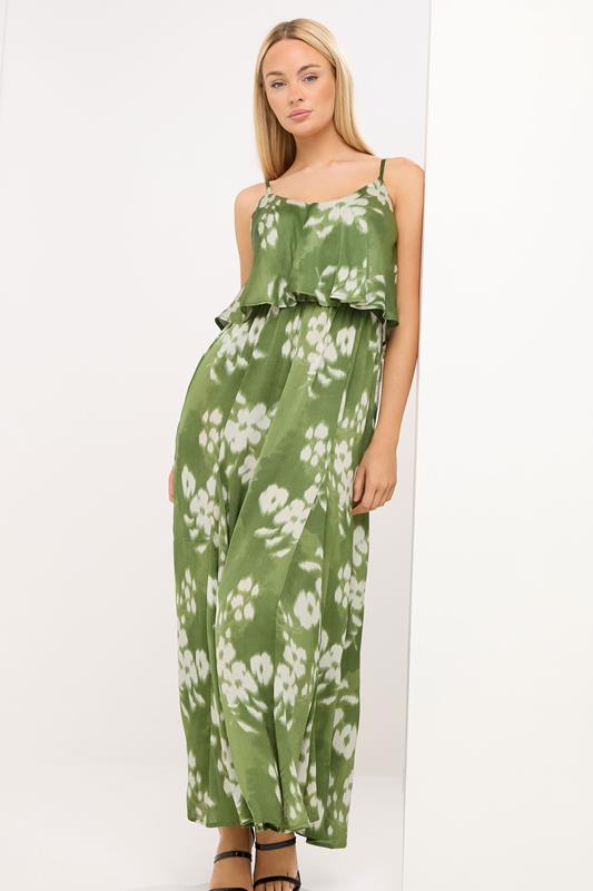 STAR Green Abstract Satin Maxi Dress | StarByJM 1