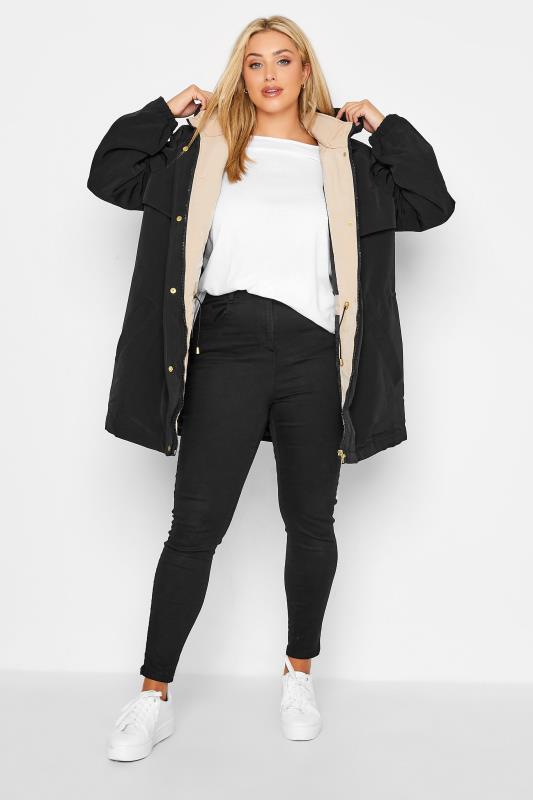 Plus Size Black Plush Parka Coat | Yours Clothing  2