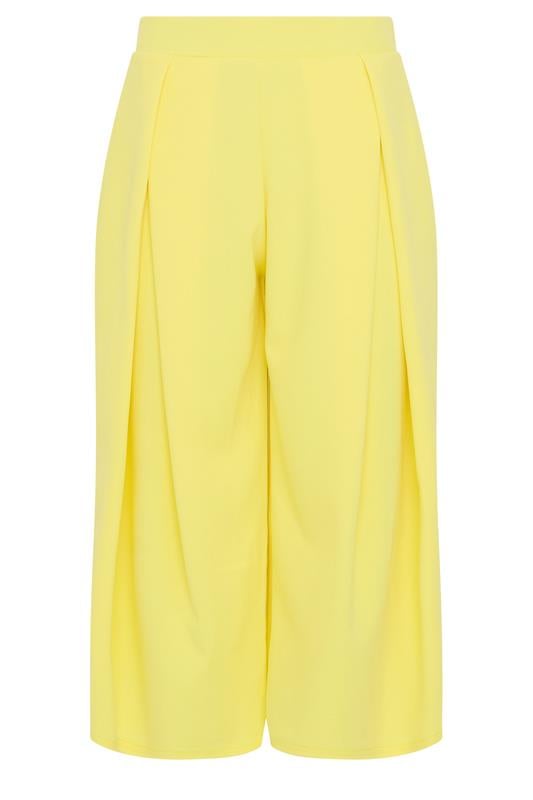 PixieGirl Petite Women's Yellow Pleated Cropped Wide Leg Trousers | PixieGirl  5