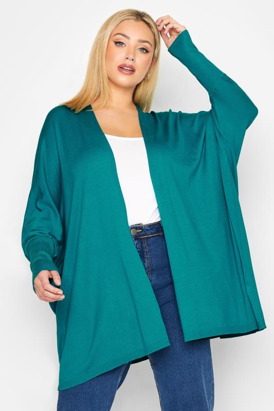 Plus Size  YOURS Curve Blue Batwing Sleeve Cardigan