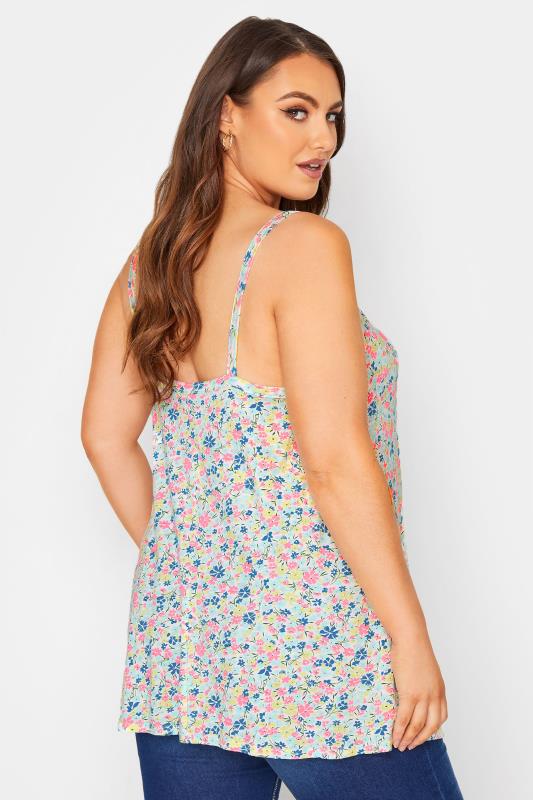 YOURS Plus Size Blue Ditsy Floral Swing Cami Top | Yours Clothing 3