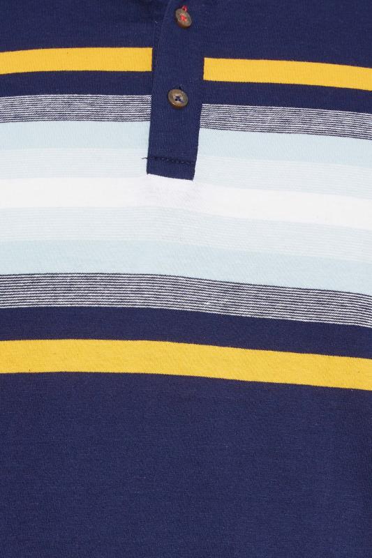 D555 Big & Tall Navy Blue Stripe Jersey Polo Shirt| BadRhino 2