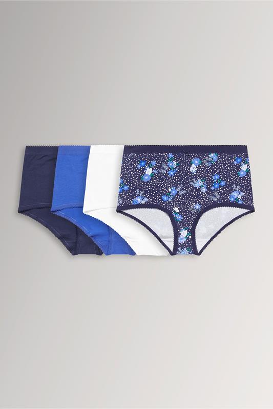  YOURS pack 5 bragas de cobertura completa con estampado de mariposas y flores azules