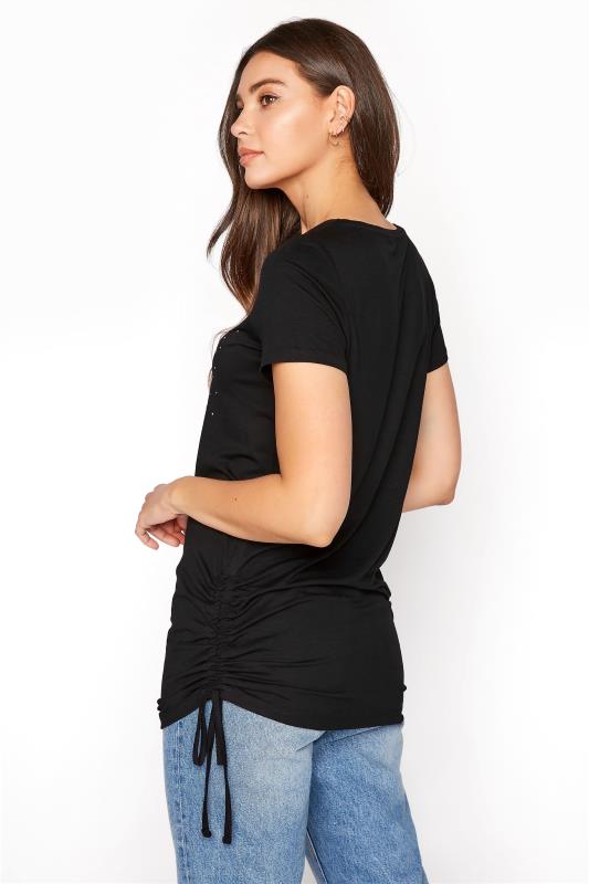 LTS Tall Black 'I Love My Life' Ruched Side Tunic Top 3
