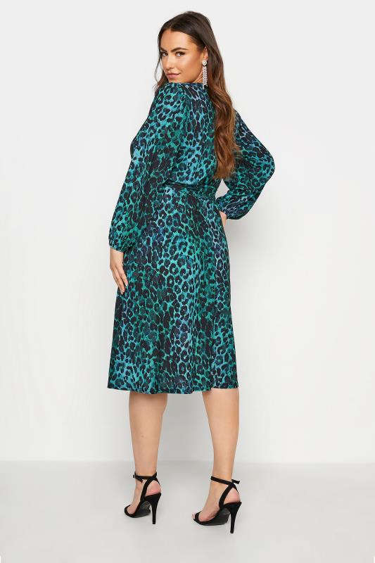 YOURS LONDON Curve Green Leopard Print Midi Dress 3