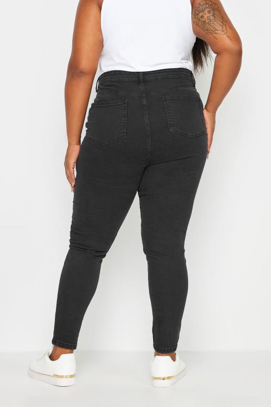 YOURS Plus Size Black Skinny AVA Biker Jeans | Yours Clothing 4