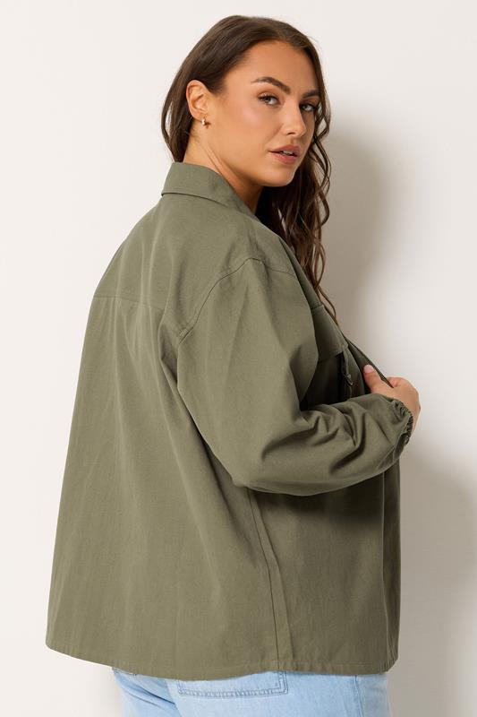 YOURS Curve Khaki Green Utility Shacket 2