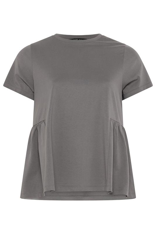 LIMITED COLLECTION Plus Size Grey Peplum Side Detail T-Shirt | Yours Clothing 5
