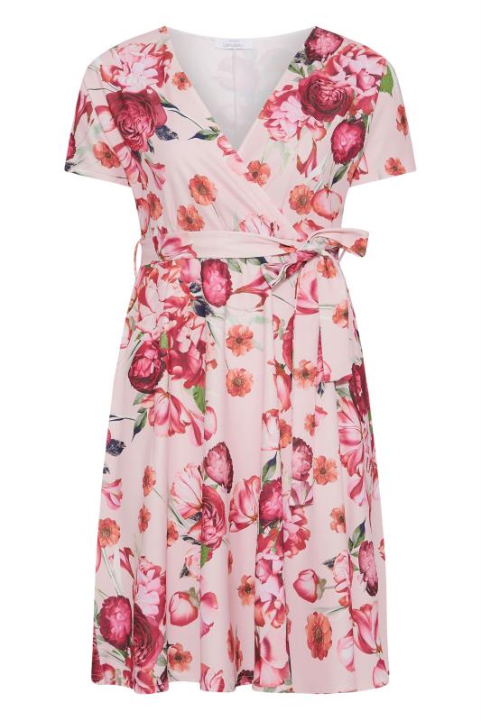 YOURS LONDON Plus Size Pink Floral Print Wrap Midi Dress | Yours Clothing 6