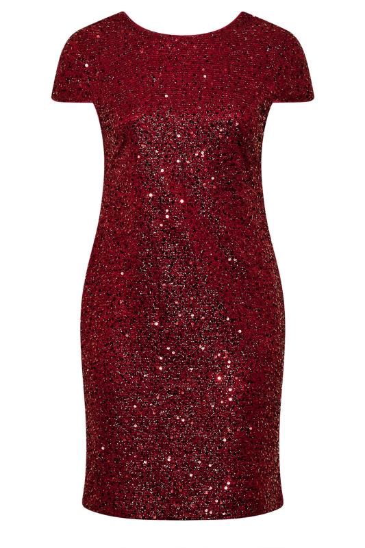 YOURS LONDON Plus Size Red Sequin Embellished Shift Dress | Yours Clothing 6