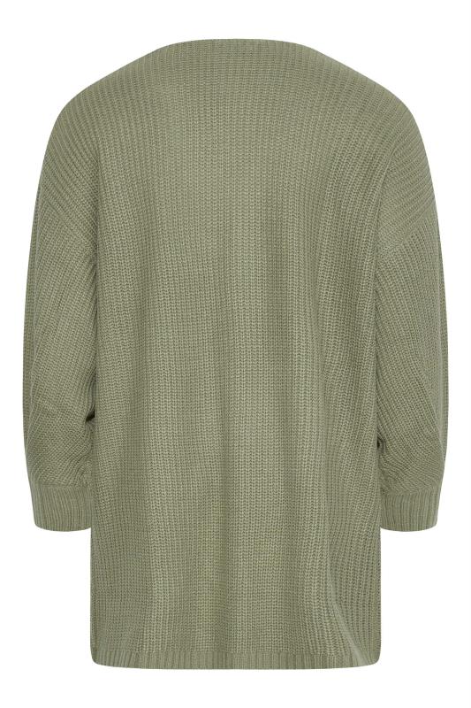 Curve Sage Green Pleat Sleeve Knitted Cardigan_Y.jpg