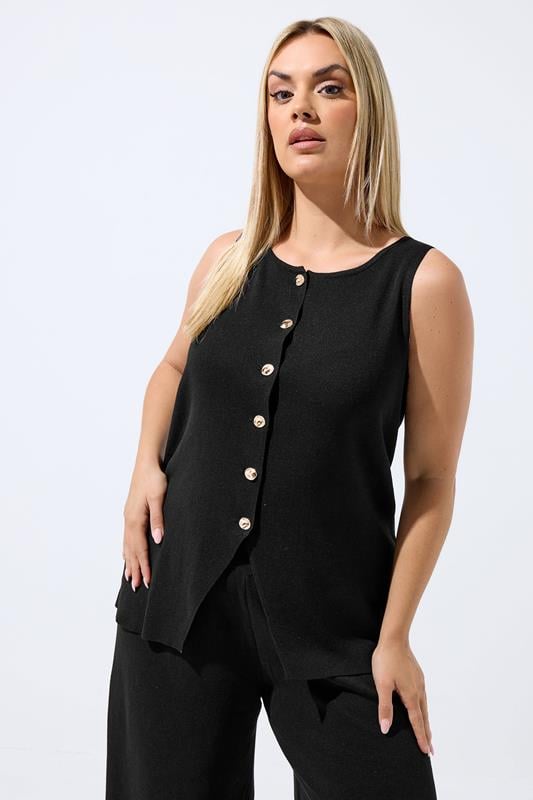 LIMITED COLLECTION Plus Size Black Knitted Waistcoat | Yours Clothing 5