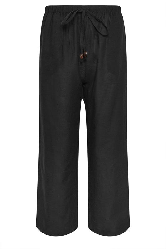 PixieGirl Petite Women's Black Beaded Linen Wide Leg Trousers | PixieGirl 5