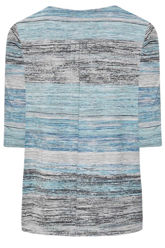 Plus Size Blue Marl Stripe Print Swing Top | Yours Clothing 6