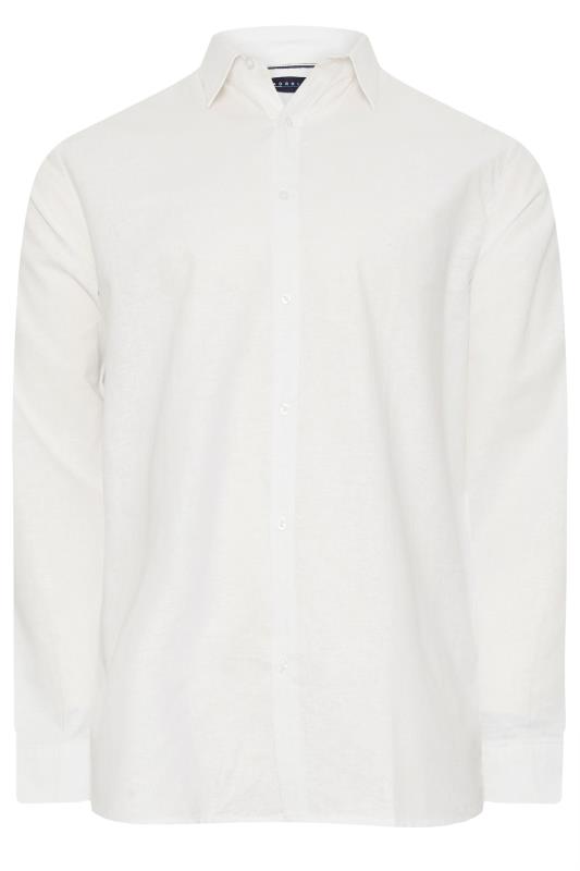  Grande Taille BadRhino Big & Tall White Long Sleeve Linen Shirt
