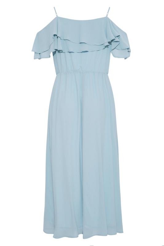 Plus Size YOURS LONDON Curve Blue Bardot Ruffle Bridesmaid Maxi Dress | Yours Clothing  7
