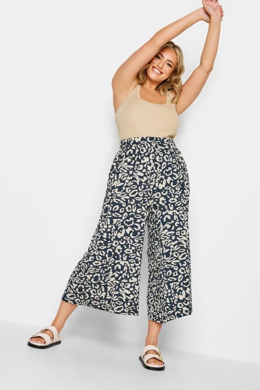 YOURS Plus Size Blue & Natural Abstract Print Midaxi Culottes | Yours Clothing 2