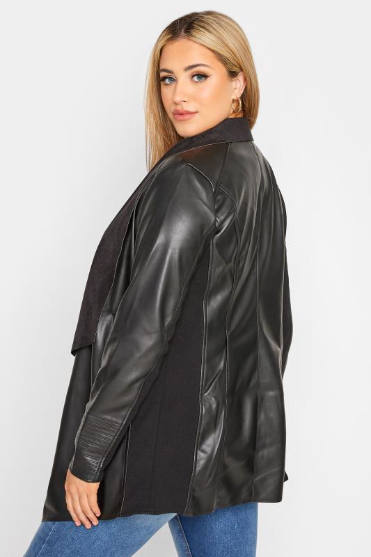Curve Black Waterfall Faux Leather Jacket 3