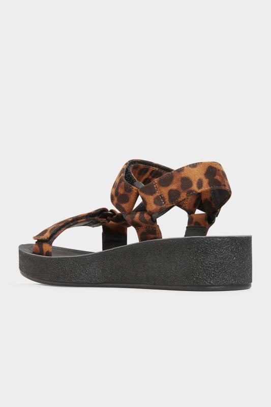 LIMITED COLLECTION Black Leopard Print Sporty Platform Sandals In Extra Wide Fit | Yours Clothing 5