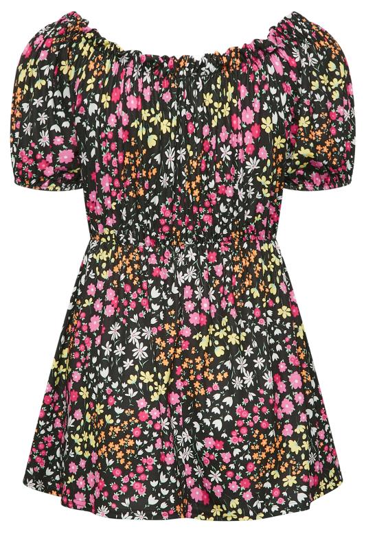 LIMITED COLLECTION Plus Size Curve Black Floral Ditsy Bardot Top | Yours Clothing  7