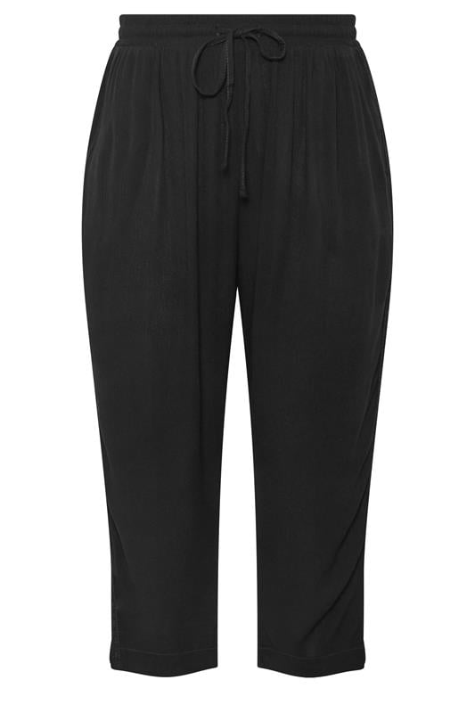 YOURS Plus Size Black Crochet Side Crop Trousers | Yours Clothing 6