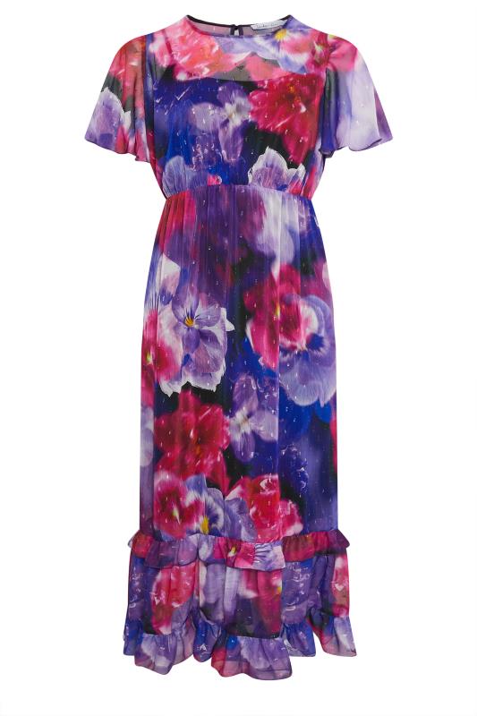 YOURS LONDON Plus Size Blue Floral Print Maxi Smock Dress | Yours Clothing 5