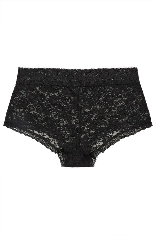 YOURS 3 PACK Plus Size Black Floral Print Lace Full Briefs | Yours Clothing 7