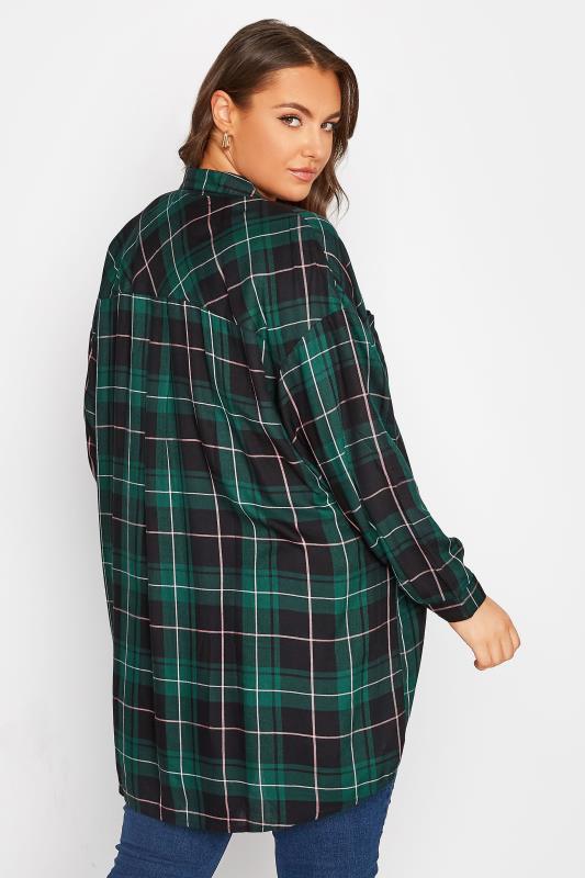Plus Size Green Check Button Through Shirt | Yours Clothing  4