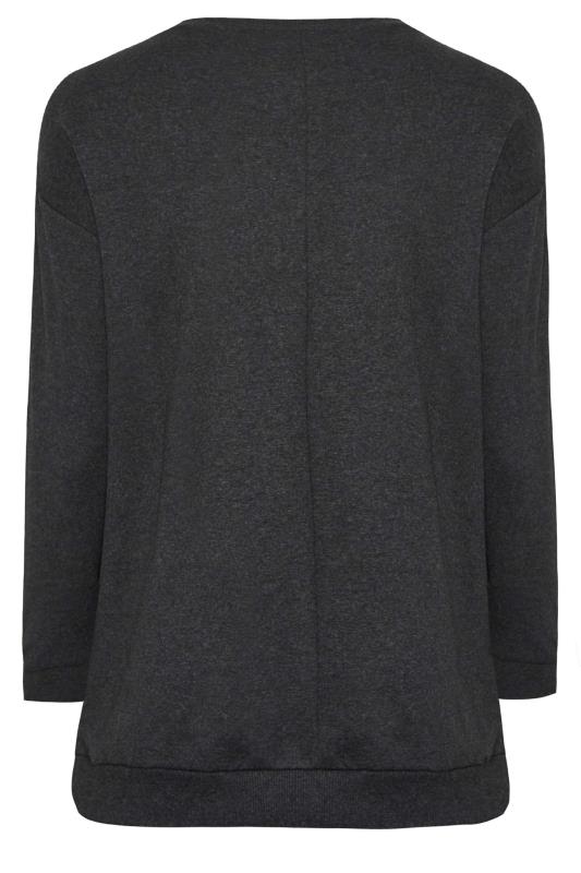 YOURS LUXURY Plus Size Charcoal Grey 'Paris' Diamante Embellished Sweatshirt | Yours Clothing 8