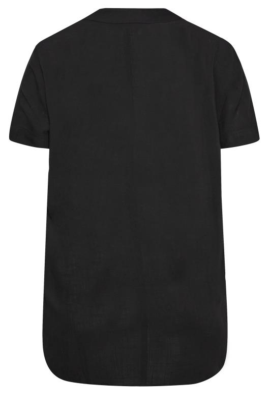 YOURS Plus Size Black Half Placket Blouse | Yours Clothing 7