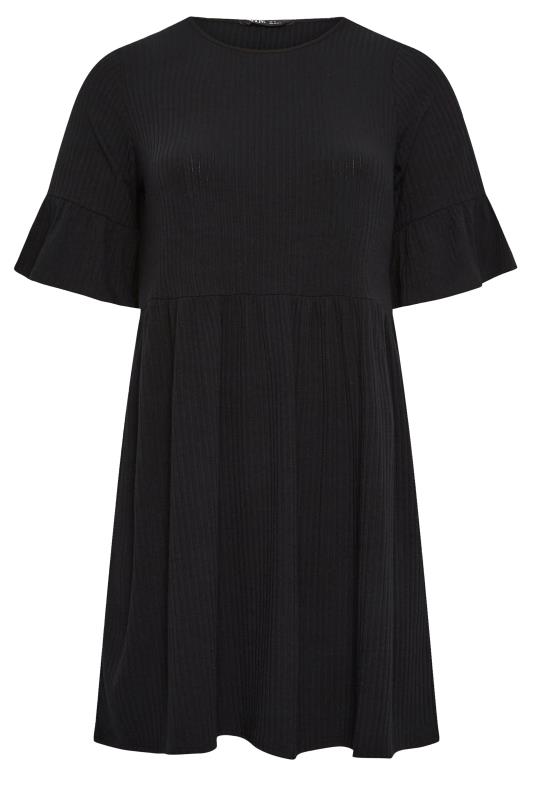 YOURS Curve Plus Size Black Frill Sleeve Tunic Dress | Yours Clothing  6