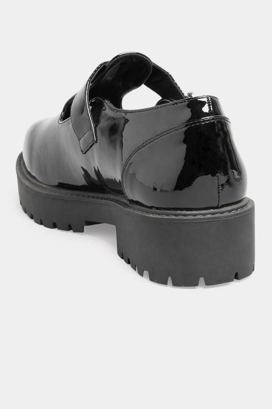 Black Patent Chunky T Bar Mary Jane Shoes In Extra Wide EEE Fit 4