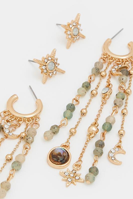 2 PACK Gold Celestial Tassel Earrings | Yours Clothing   4