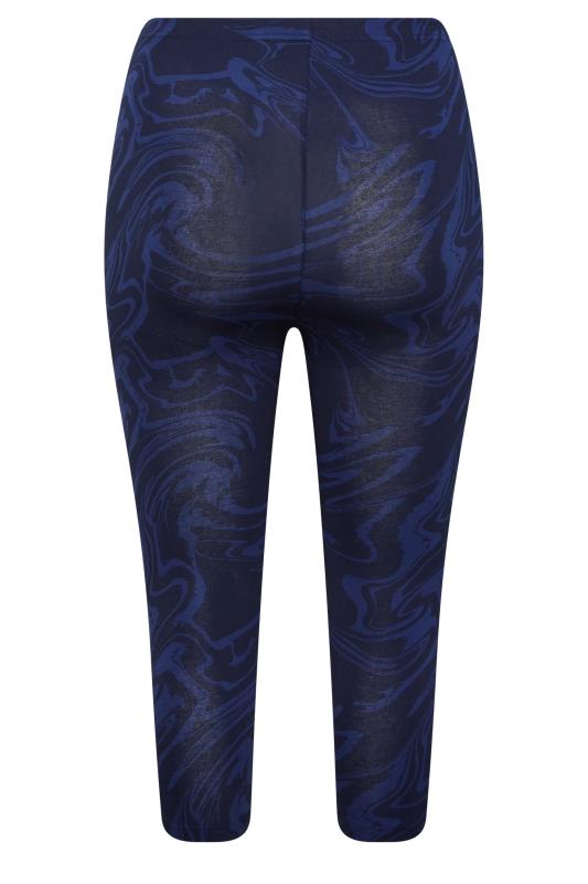 YOURS 2 PACK Plus Size Navy Blue Swirl Print Cropped Leggings | Yours Clothing 13