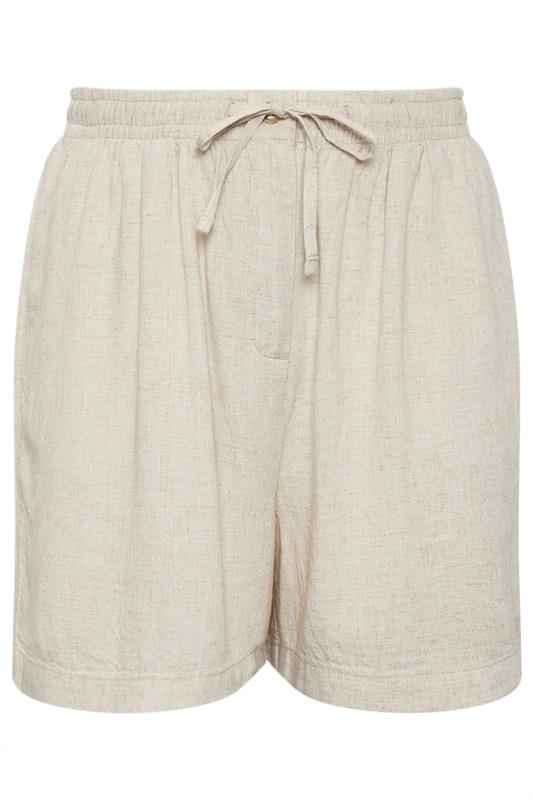 YOURS Plus Size Natural Brown Linen Shorts | Yours Clothing 5
