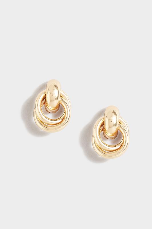 Gold Double Circle Stud Earrings 1