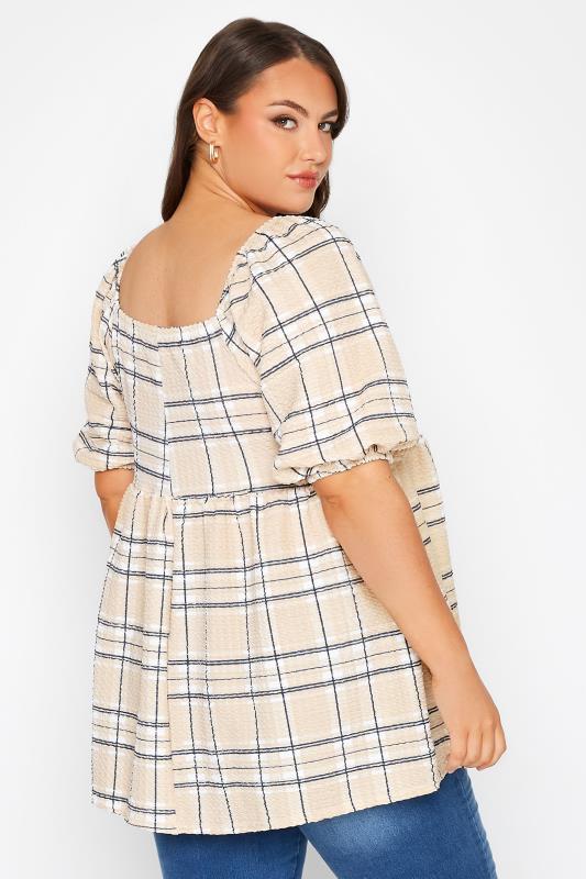 LIMITED COLLECTION Curve Cream Check Milkmaid Top 3