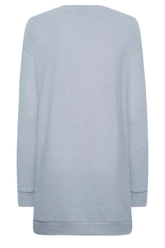 YOURS Plus Size Blue Seam Detail  Ribbed Jumper | Yours Clothing 7