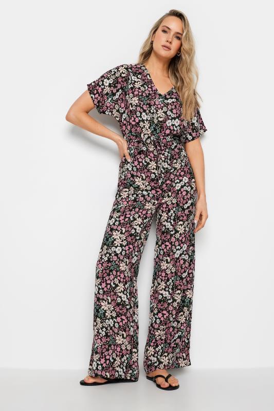  Grande Taille LTS Tall Pink Floral Print Tie Waist Jumpsuit