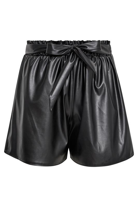 LIMITED COLLECTION Curve Black Leather Look Paperbag Shorts_X.jpg