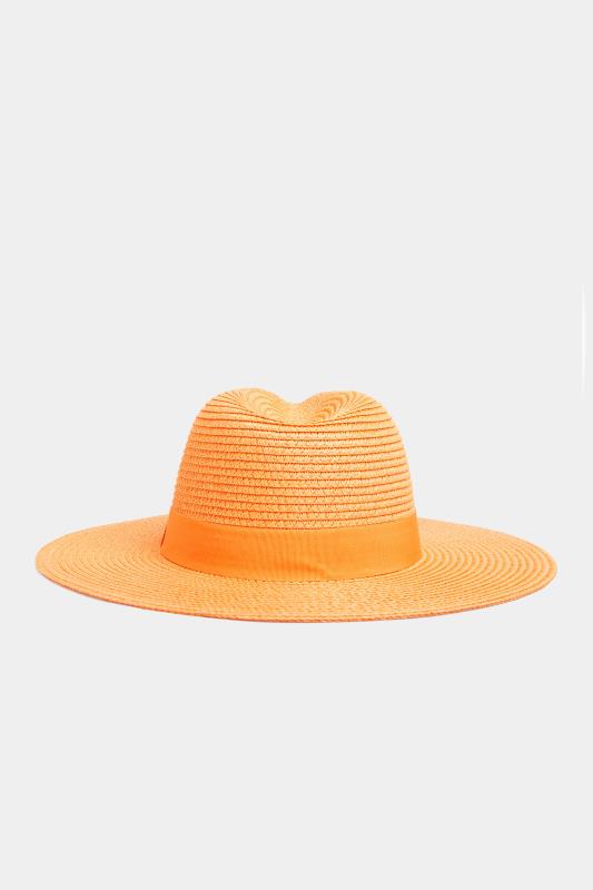 Orange Straw Fedora Hat 3