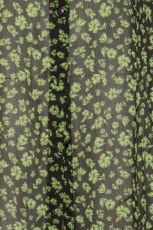 Tall Women's LTS Black & Green Floral Print Longline Shirt | Long Tall Sally 6