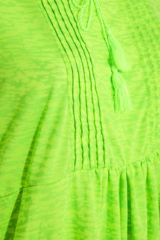 Plus Size Neon Green Burnout Tie Neck Vest Top | Yours Clothing 5