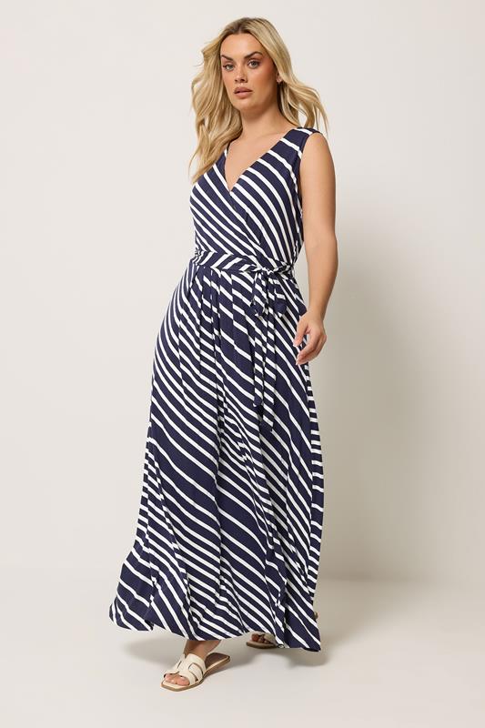  YOURS vestido cruzado sin mangas de tiras azules